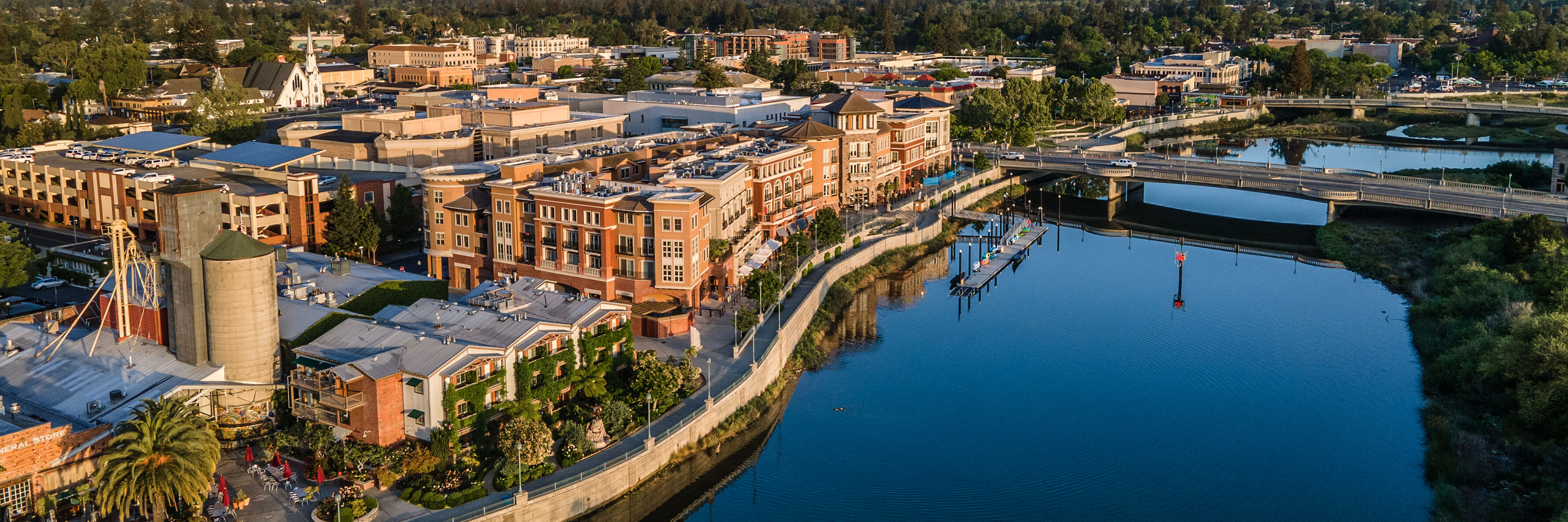 Napa, California downtown aerial view.