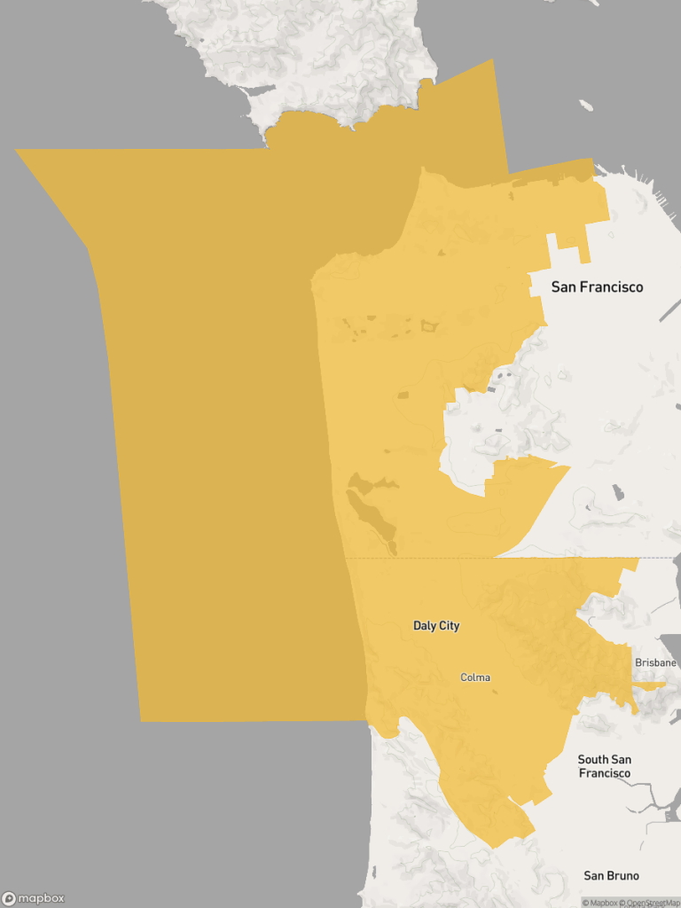 View of map with yellow overlay for Assembly District 19 boundaries.