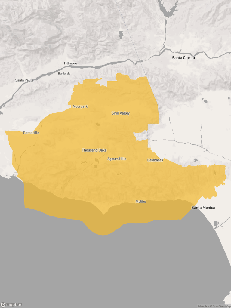 View of map with yellow overlay for Assembly District 42 boundaries.