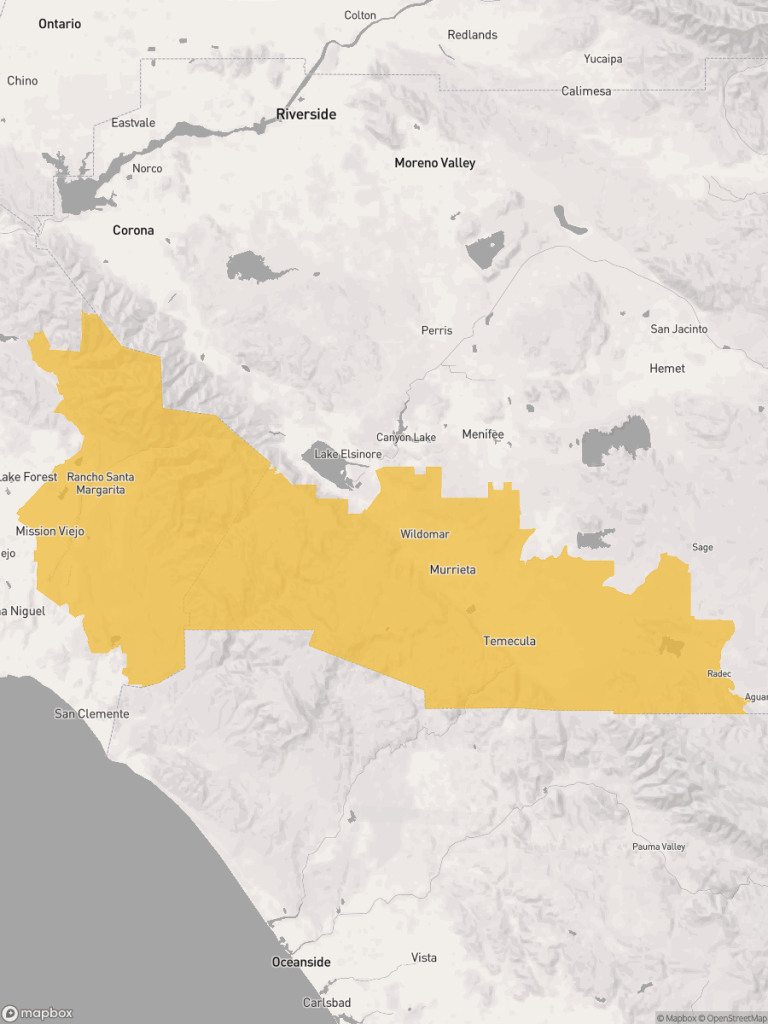 View of map with yellow overlay for Assembly District 71 boundaries.