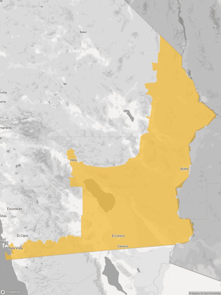 View of map with yellow overlay for Senate District 18 boundaries.