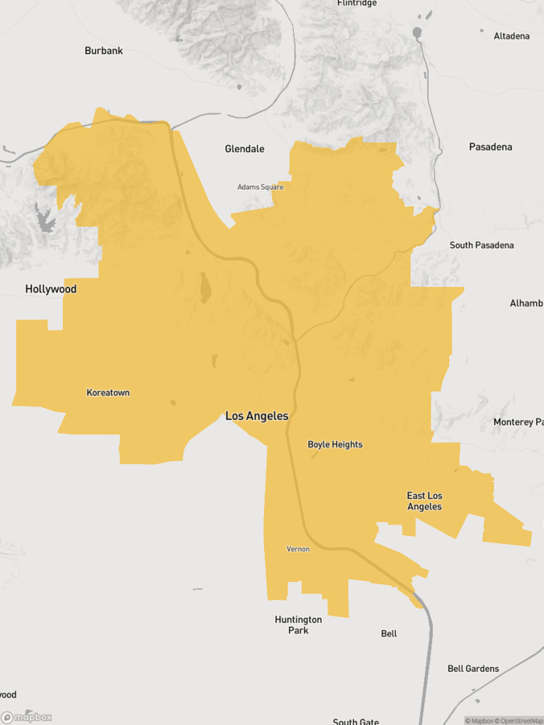 View of map with yellow overlay for Senate District 26 boundaries.