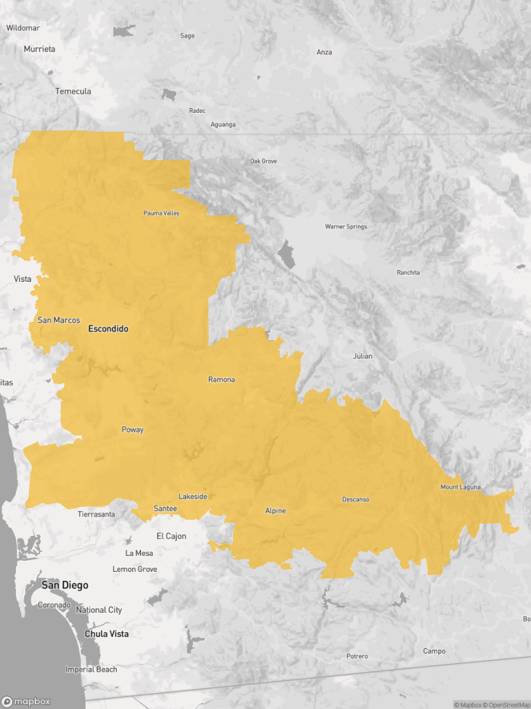 View of map with yellow overlay for Senate District 40 boundaries.